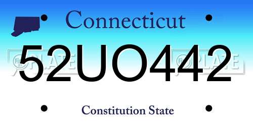 52UO442 Connecticut License Plate