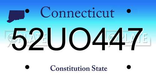 52UO447 Connecticut License Plate