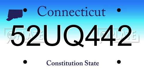 52UQ442 Connecticut License Plate