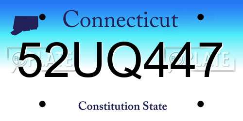 52UQ447 Connecticut License Plate