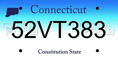 52VT383 Connecticut License Plate