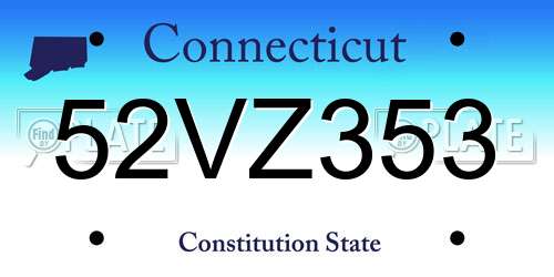 52VZ353 Connecticut License Plate