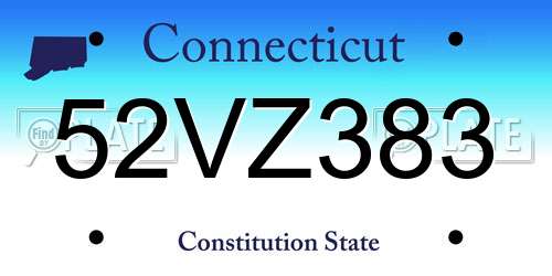 52VZ383 Connecticut License Plate