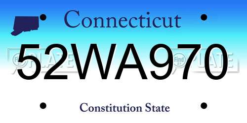 52WA970 Connecticut License Plate