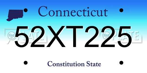 52XT225 Connecticut License Plate