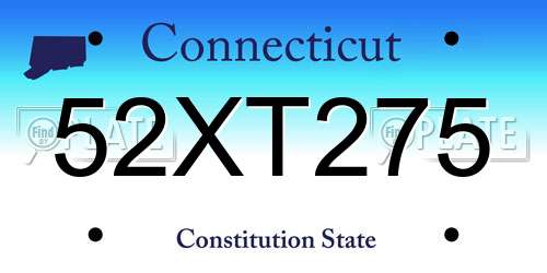 52XT275 Connecticut License Plate