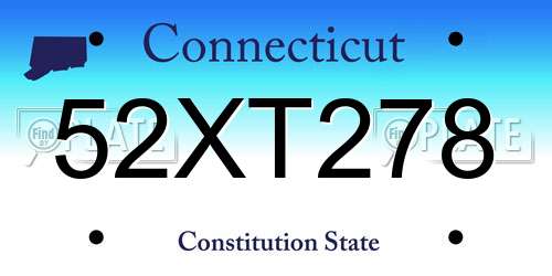 52XT278 Connecticut License Plate