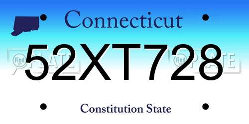 52XT728 Connecticut License Plate