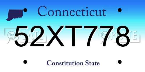 52XT778 Connecticut License Plate