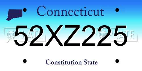 52XZ225 Connecticut License Plate