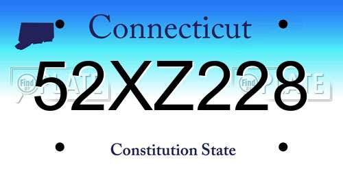 52XZ228 Connecticut License Plate