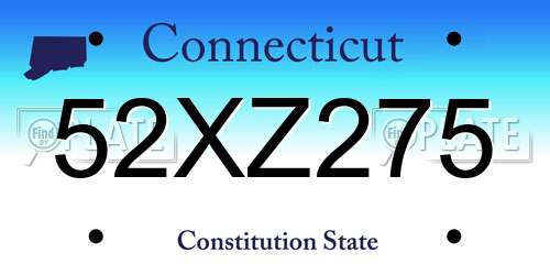 52XZ275 Connecticut License Plate