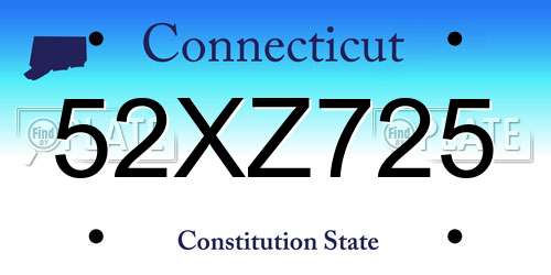 52XZ725 Connecticut License Plate