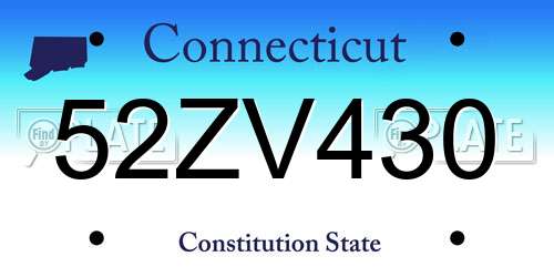 52ZV430 Connecticut License Plate