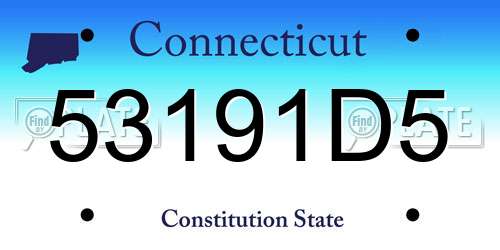 53191D5 Connecticut License Plate