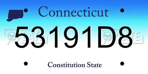 53191D8 Connecticut License Plate