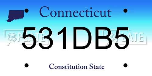 531DB5 Connecticut License Plate