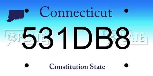 531DB8 Connecticut License Plate