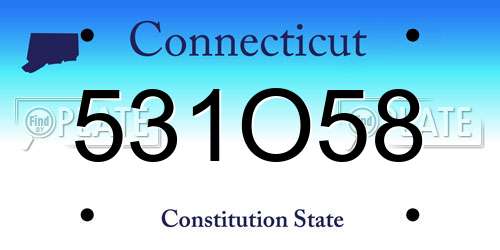 531O58 Connecticut License Plate