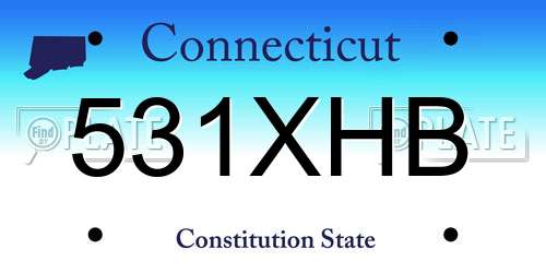 531XHB Connecticut License Plate
