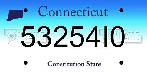 53254I0 Connecticut License Plate