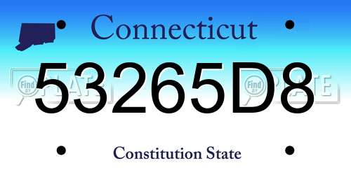 53265D8 Connecticut License Plate