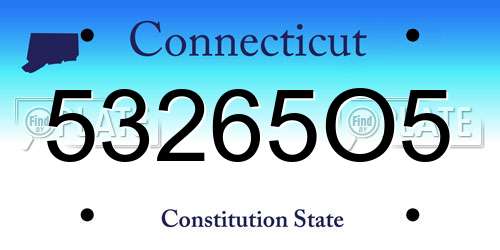 53265O5 Connecticut License Plate