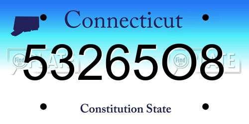 53265O8 Connecticut License Plate