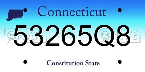 53265Q8 Connecticut License Plate
