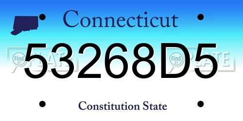 53268D5 Connecticut License Plate