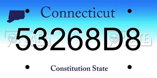 53268D8 Connecticut License Plate