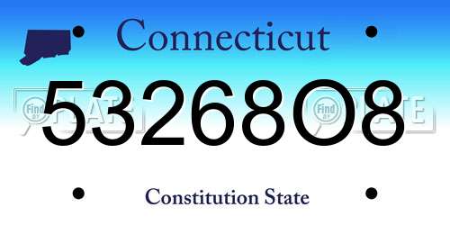 53268O8 Connecticut License Plate