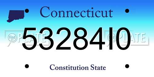 53284I0 Connecticut License Plate