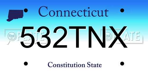 532TNX Connecticut License Plate