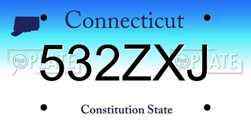 532ZXJ Connecticut License Plate