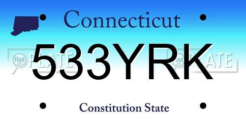 533YRK Connecticut License Plate