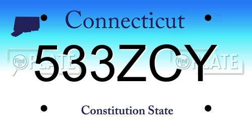 533ZCY Connecticut License Plate