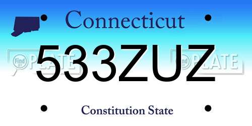 533ZUZ Connecticut License Plate