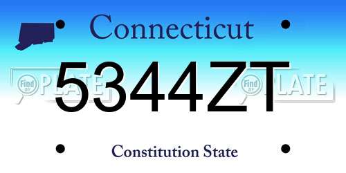 5344ZT Connecticut License Plate