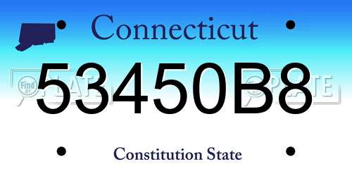 53450B8 Connecticut License Plate