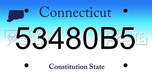 53480B5 Connecticut License Plate