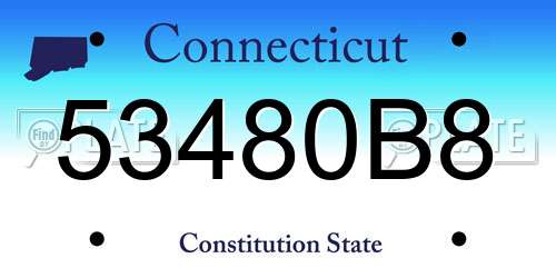 53480B8 Connecticut License Plate