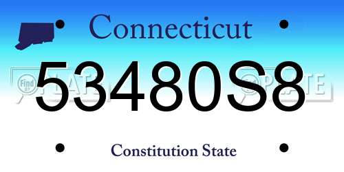 53480S8 Connecticut License Plate