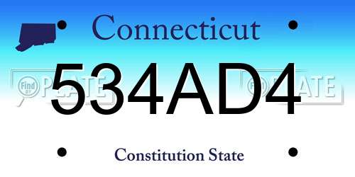 534AD4 Connecticut License Plate