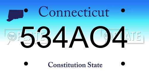 534AO4 Connecticut License Plate