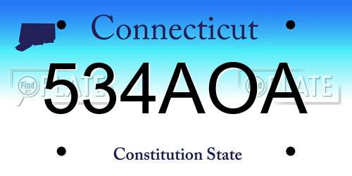 534AOA Connecticut License Plate