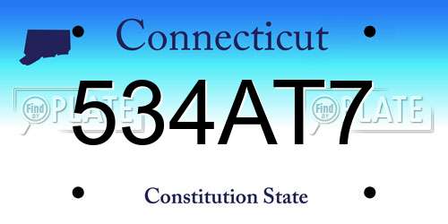 534AT7 Connecticut License Plate