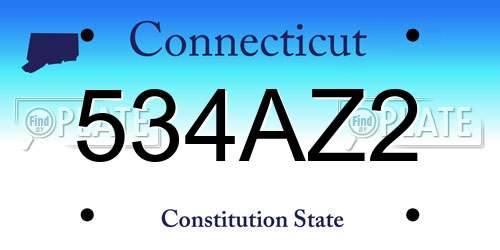 534AZ2 Connecticut License Plate