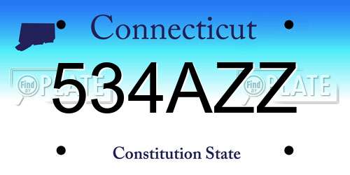 534AZZ Connecticut License Plate