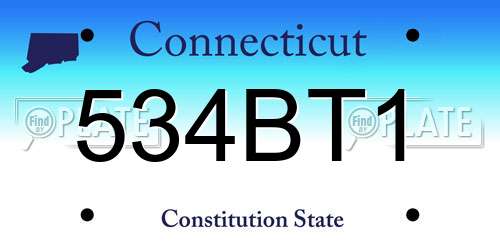 534BT1 Connecticut License Plate